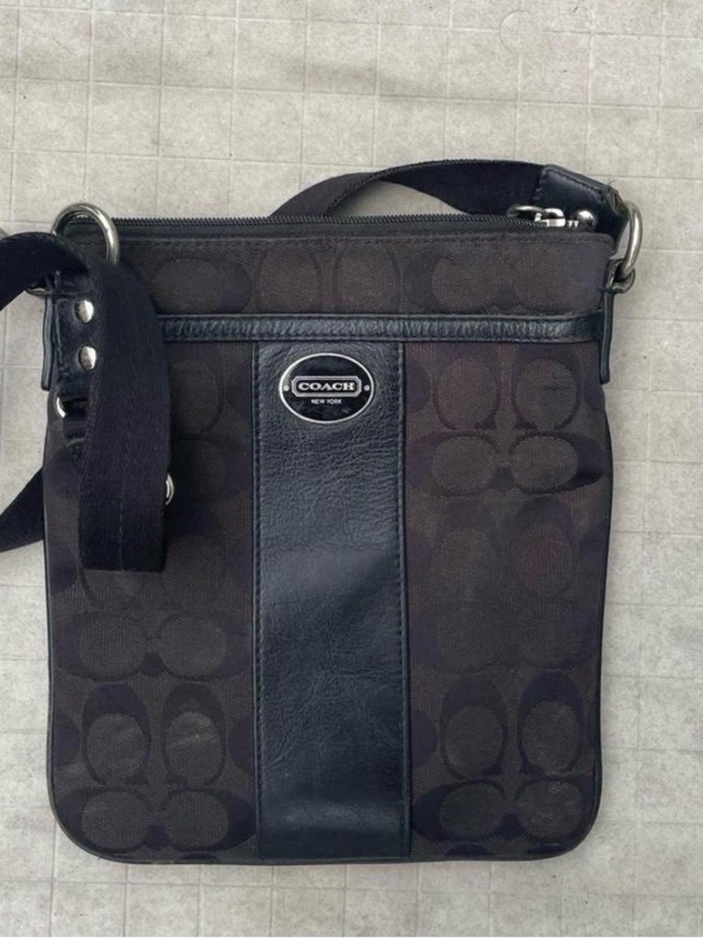 Coach Men's Black Signature Canvas Messenger Bag